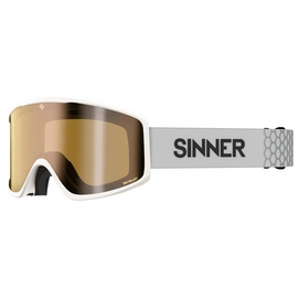 Skibril Sinner Sin Valley S Matte White / Gold Mirror + Pink