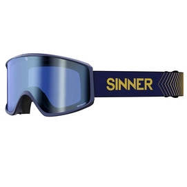 Skibrille Sinner Sin Valley Matte Dark Blue Double Full Blue Mirror + Double Pink