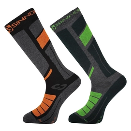 Skisok Sinner Pro Socks II Black Orange Gray Green (2 pack)-Schoenmaat 36 - 38