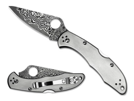Couteau de Poche Spyderco Delica 4 Titane Damas