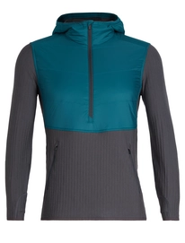 Pull Icebreaker Men Descender Hybrid Half Zip Hood Poseidon Monsoon