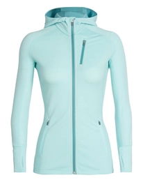 Fleecejacke Icebreaker Quantum LS Zip Hood Aqua Splash Ocean Damen