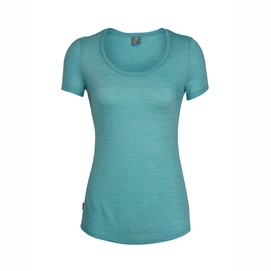 T-Shirt Icebreaker Femme Sphere SS Scoop Ocean Snow Stripe