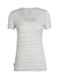 T-Shirt Icebreaker Women Tech Lite SS Scoop Lines Landscape Blizzard Heather