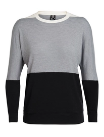 Pull Icebreaker Women Momentum LS Crewe Fossil Snow Heather Black