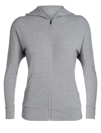 Gilet Icebreaker Women Momentum Zip Hood Fossil Snow Heather