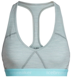 Sports Bra Icebreaker Women Sprite Racerback Blizzard Heather Aqua Splash Stripe