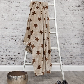 Plaid HNL Deco Flannel Fleece Stars Beige Bruin