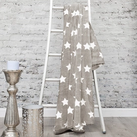 Plaid HNL Deco Flannel Fleece Stars Naturel