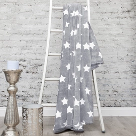 Plaid HNL Deco Flannel Fleece Stars Grijs