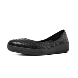 FitFlop Superballerina Leather Black (Snake Effect)