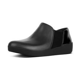 FitFlop Elastic Panel Patent Leather Black