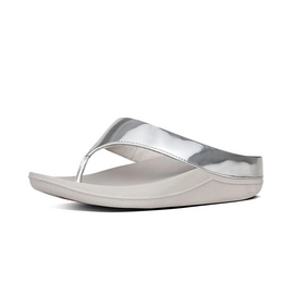 FitFlop Superlight Ringer Toe-Post Metallic Leather Silver