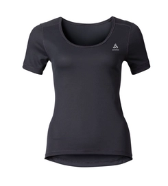Ondershirt Odlo Womens S/S Crew Neck Cubic Ebony Grey Black