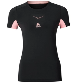 Ondershirt Odlo Womens S/S Crew Neck Ceramicool Black Fleur De Lotus