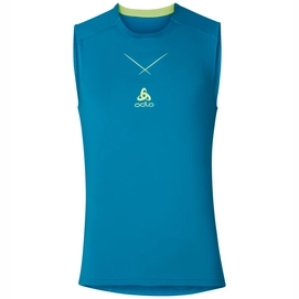 Tanktop Odlo Mens Singlet Crew Neck Ceramicool Blue Jewel Safety Yellow