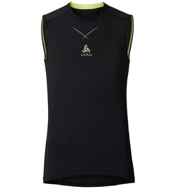 Tanktop Odlo Mens Singlet Crew Neck Ceramicool Black Safety Yellow