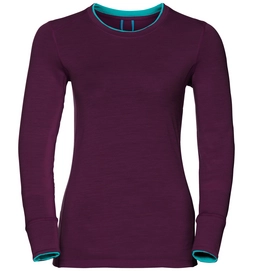 Ondershirt Odlo L/S Crew Neck Natural Women Pickled Beet Blue Radiance