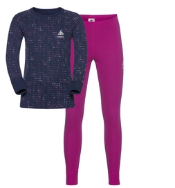 Baselayerset Odlo Warm Kids Beetroot Purple Peacoat