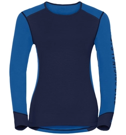 Ondershirt Odlo L/S Crew Neck Warm Revelstoke Women Lapis Blue Peacoat