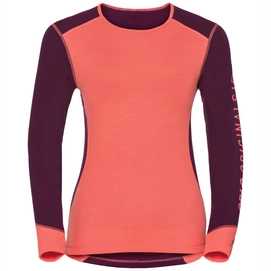 Ondershirt Odlo L/S Crew Neck Warm Revelstoke Women Pickled Beet Hot Coral