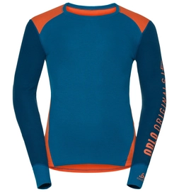 Ondershirt Odlo L/S Crew Neck Warm Revelstoke Men Orangeade Mykonos Blue