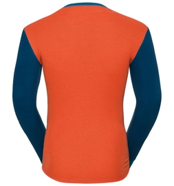 Ondershirt Odlo L/S Crew Neck Warm Revelstoke Men Orangeade Mykonos Blue