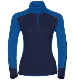 Ondershirt Odlo L/S Turtle Neck 1/2 Zip Warm Revel Women Lapis Blue Peacoat