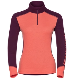 Ondershirt Odlo L/S Turtle Neck 1/2 Zip Warm Revel Women Pickled Beet