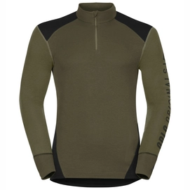Ondershirt Odlo L/S Turtle Neck 1/2 Zip Warm Revel Men Black Winter Moss Melange