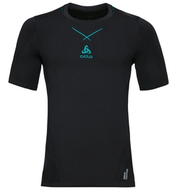 Ondershirt Odlo S/S Crew Neck Ceramicool Seamless Men Black Lake Blue