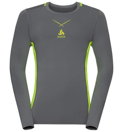 Ondershirt Odlo L/S Crew Neck Ceramicool Pro Men Steel Grey Safety Yellow