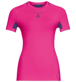 Ondershirt Odlo Crew Neck Ceramicool Seamless Women Pink Glo Peacoat