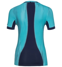 Ondershirt Odlo S/S Crew Neck Ceramicool Pro Print Women Blue Radiance Peacoat