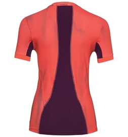 Ondershirt Odlo S/S Crew Neck Ceramicool Pro Print Women Hot Coral Pickled Beet