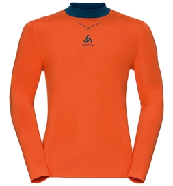 Ondershirt Odlo L/S Crew Neck Ceramicool Men Orangeade Blue Opal