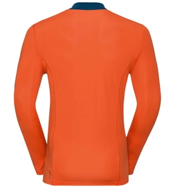 Ondershirt Odlo L/S Crew Neck Ceramicool Men Orangeade Blue Opal