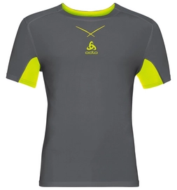 Shirt Odlo Shirt S/S Crew Neck Ceramicool Odlo Steel Grey Safety Yellow Herren