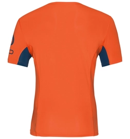 Ondershirt Odlo S/S Crew Neck Ceramicool Print Men Orangeade Blue Opal
