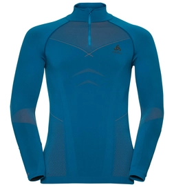 Ski Sweatshirt Odlo Men Turtleneck 1/2 Zip Evolution Mykonos Blue Orangeade