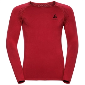 Ondershirt Odlo L/S Crew Neck Essentials Seamless Men Chinese Red Black