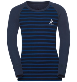 T-Shirt Manches Longues Odlo Kids SUW Top Crew Neck Active Originals Diving Navy Energy Blue Stripe