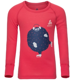 Ondershirt Odlo  Suw Top Crew Neck L/S Active Originals Warm Hibiscus Placed Print Fw18