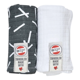 Multidoek Lodger Swaddler Scandinavian Print Carbon/White (2-delig)