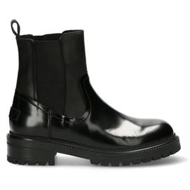 Stiefel Shabbies Amsterdam Women Chelsea Ankle Boot 4 CM Shiny Nat Dyed Smooth Leather Off Black