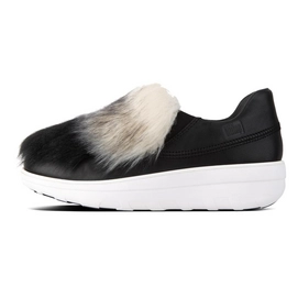 Sneaker FitFlop Loaff™ Slip-On Leather With Faux Fur Black