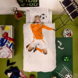Dekbedovertrek SNURK Soccer Orange Percal-140 x 200 / 220 cm | 1-Persoons
