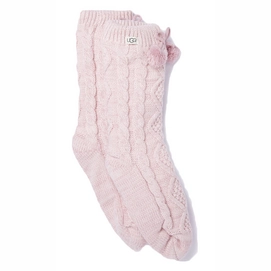Chaussettes UGG Women Pom Pom Fleece Lined Crew Sock Seashell Pink-Pointures 36 - 41