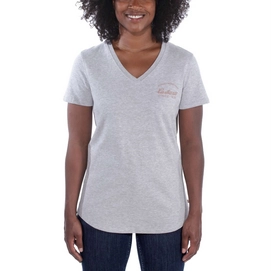 T-Shirt Carhartt Women Lockhart Graphic V-Neck Heather Grey-XS