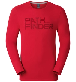 Longsleeve Odlo Mens Sillian Chinese Red Placed Print